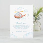 Blue Elephant Helicopter Airplane Baby Shower  Bedankkaart (Staand voorkant)