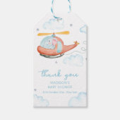 Blue Elephant Helicopter Airplane Baby Shower Cadeaulabel (Voorkant)