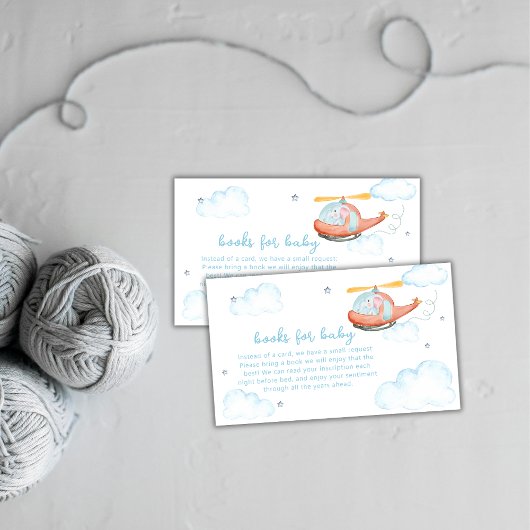 Blue Elephant Helicopter Books For Baby Shower  Informatiekaartje