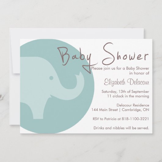 Blue Elephant Het is een Baby shower-uitnodiging v Kaart (Voorkant)