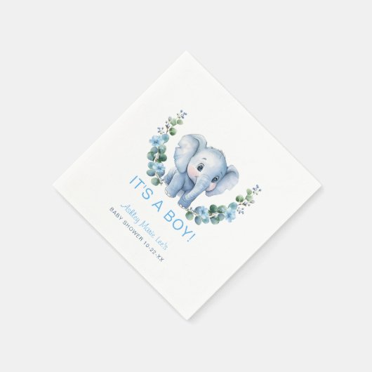 Blue Elephant Het is een Boy Baby shower servetten (Hoek)