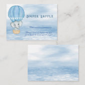 Blue Elephant Hete Luchtballon Baby shower Informatiekaartje (Voorkant / Achterkant)