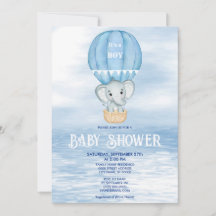 Blue Elephant Hete Luchtballon Baby shower