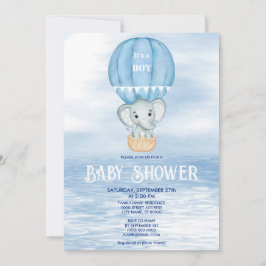 Blue Elephant Hete Luchtballon Baby shower Kaart