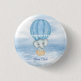 Blue Elephant Hete Luchtballon Button