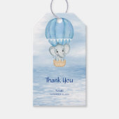 Blue Elephant Hete Luchtballon Gift Label Cadeaulabel (Voorkant)