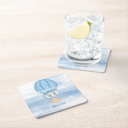 Blue Elephant Hete Luchtballon Papier Onderzetter (Insitu)