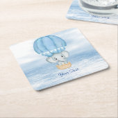 Blue Elephant Hete Luchtballon Papier Onderzetter (Schuin)
