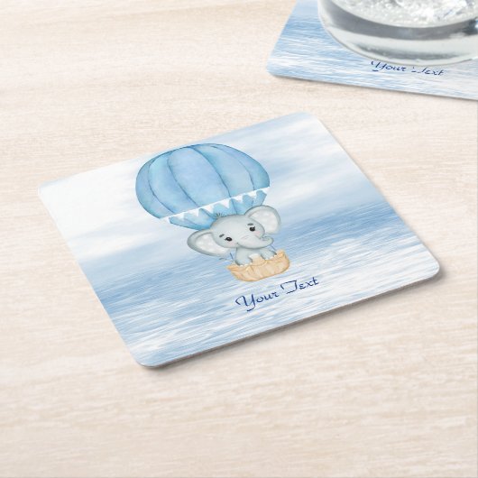 Blue Elephant Hete Luchtballon Papier Onderzetter (Schuin)