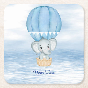 Blue Elephant Hete Luchtballon Papier Onderzetter
