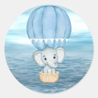 Blue Elephant Hete Luchtballon Sticker