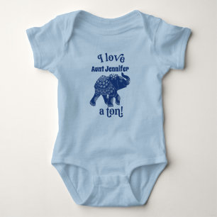 Blue Elephant I Love Name a Ton Personated Romper