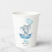 Blue Elephant It's a Boy Baby Shower Cups Papieren Bekers (Voorkant)