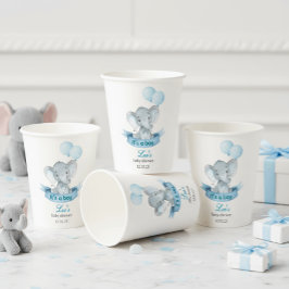 Blue Elephant It's a Boy Baby Shower Cups Papieren Bekers