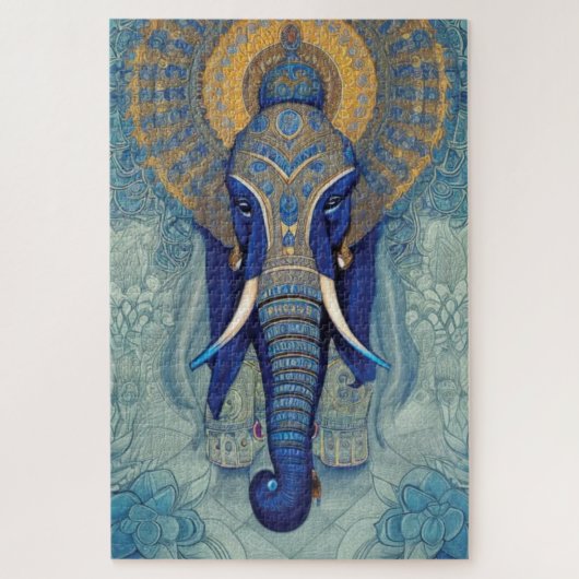 Blue Elephant Jigzaag Puzzle Legpuzzel (Verticaal)