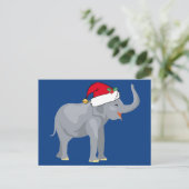 Blue Elephant Kerstmis Animal Santa Claus Feestdagenkaart (Staand voorkant)