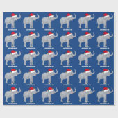 Blue Elephant Kerstmis Cute Custom Patroon Cadeaupapier (Vlak)