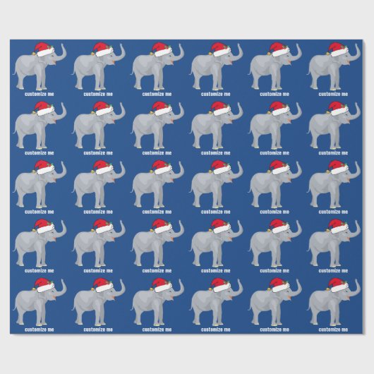 Blue Elephant Kerstmis Cute Custom Patroon Cadeaupapier (Vlak)