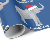 Blue Elephant Kerstmis Cute Custom Patroon Cadeaupapier (Rol Hoek)