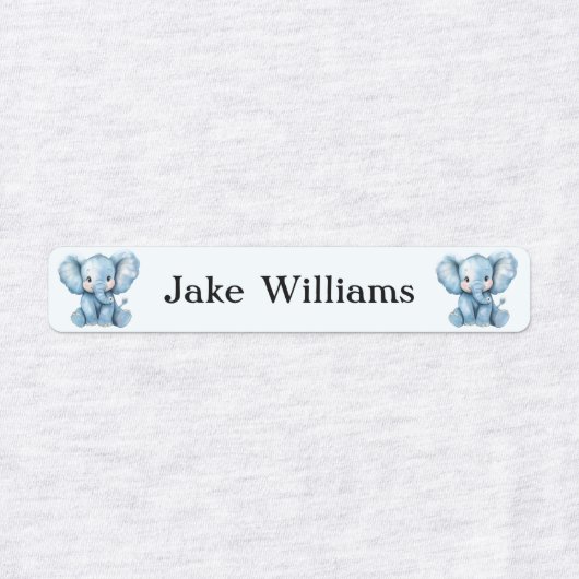 Blue Elephant Kids' Name Clothing School Labels (Design 1)