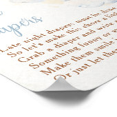 Blue Elephant Late Night Diapers Baby Shower Poster (Hoek)