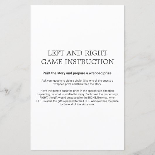 Blue Elephant left and Right Baby shower Game (Achterkant)