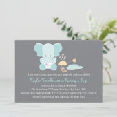 Blue Elephant Little Bird Baby shower Kaart (Staand voorkant)