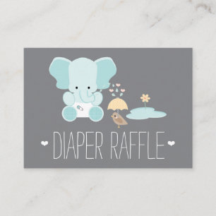 Blue Elephant Little Bird Luier Raffle Tickets Informatiekaartje
