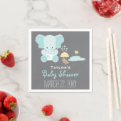 Blue Elephant Little in Luiers Bird Baby shower Servet (Insitu)