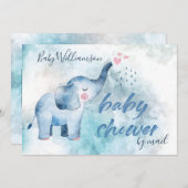 Blue Elephant Long Distance Baby shower per post Kaart (Voorkant / Achterkant)