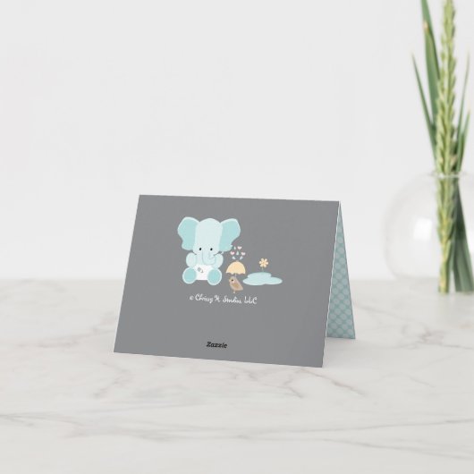 Blue Elephant Luier Baby shower Dank u Bedankkaart (Achterkant)