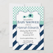 Blue Elephant Ma en Baby shower Invitation Kaart (Voorkant)