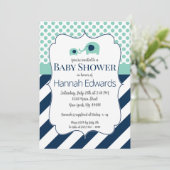 Blue Elephant Ma en Baby shower Invitation Kaart (Staand voorkant)
