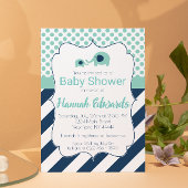 Blue Elephant Ma en Baby shower Invitation Kaart