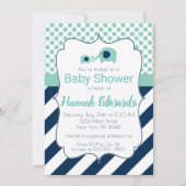 Blue Elephant Ma en Baby shower Invitation Kaart (Voorkant)