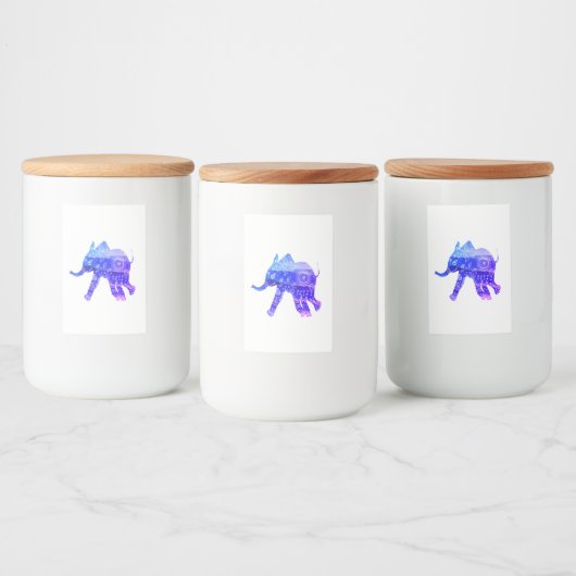 Blue Elephant Mandala Custom Food Container Label Voedselcontainer Etiket (Flessen)