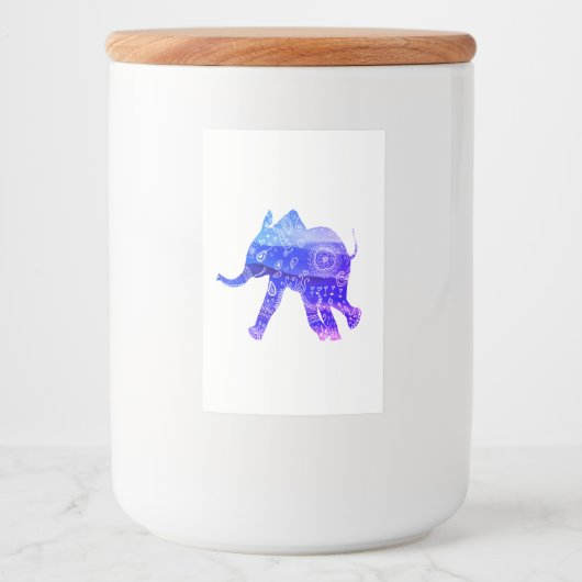 Blue Elephant Mandala Custom Food Container Label Voedselcontainer Etiket (Voorkant)