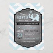 Blue Elephant met Bow-stropdas Baby shower Uitnodi Kaart (Voorkant / Achterkant)