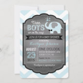 Blue Elephant met Bow-stropdas Baby shower Uitnodi Kaart (Voorkant)