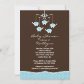 Blue Elephant Mobile Boy Baby shower Invitation Kaart (Voorkant)