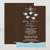 Blue Elephant Mobile Boy Baby shower Invitation Kaart (Voorkant / Achterkant)