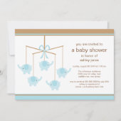 Blue Elephant Mobile Boy Baby shower Invitation Kaart (Voorkant)