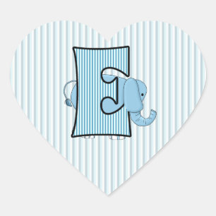 Blue Elephant Monogrammed Letter E Hart Sticker