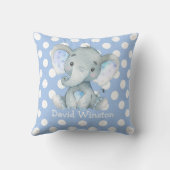 Blue Elephant Nursery Decor Personalized Baby Boy Kussen (Achterkant)