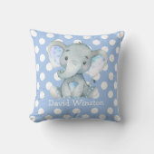 Blue Elephant Nursery Decor Personalized Baby Boy Kussen (Voorkant)