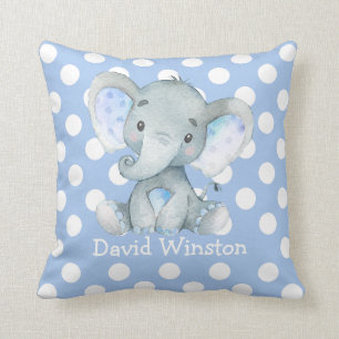 Blue Elephant Nursery Decor Personalized Baby Boy Kussen