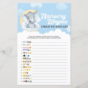 Blue Elephant Nursery Rhyme Emoji Pictionary Game