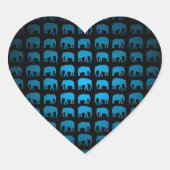 Blue Elephant Pattern Hart Sticker (Voorkant)
