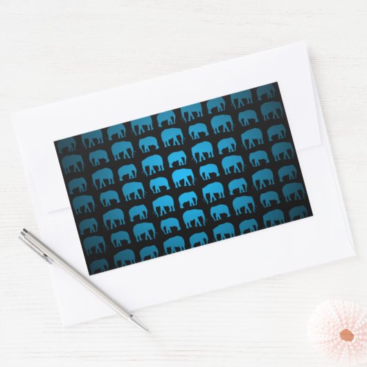 Blue Elephant Pattern Rechthoekige Sticker (Envelop)