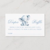 Blue Elephant Peanut Baby Boy Shower Diaper Raffle Informatiekaartje (Voorkant)